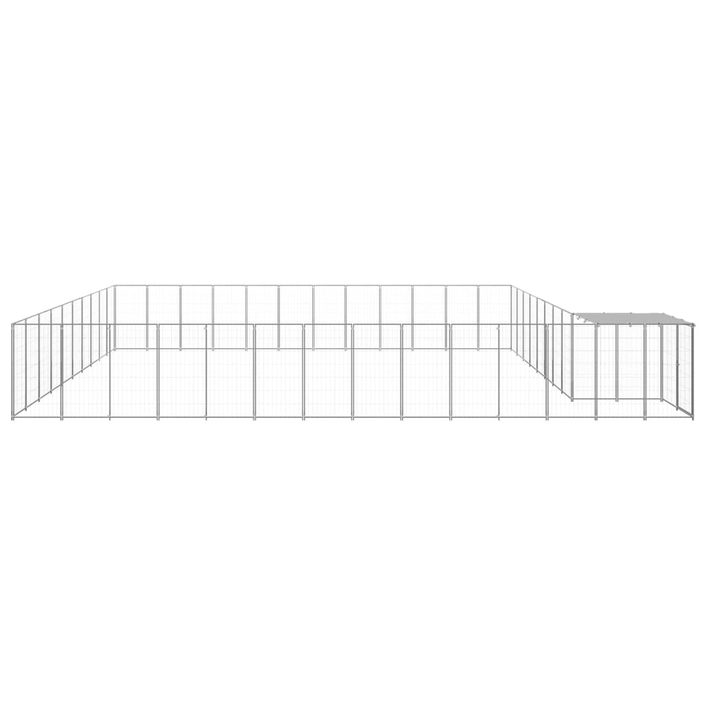 vidaXL Hundezwinger Silbern 37,51 m² Stahl - Image 3