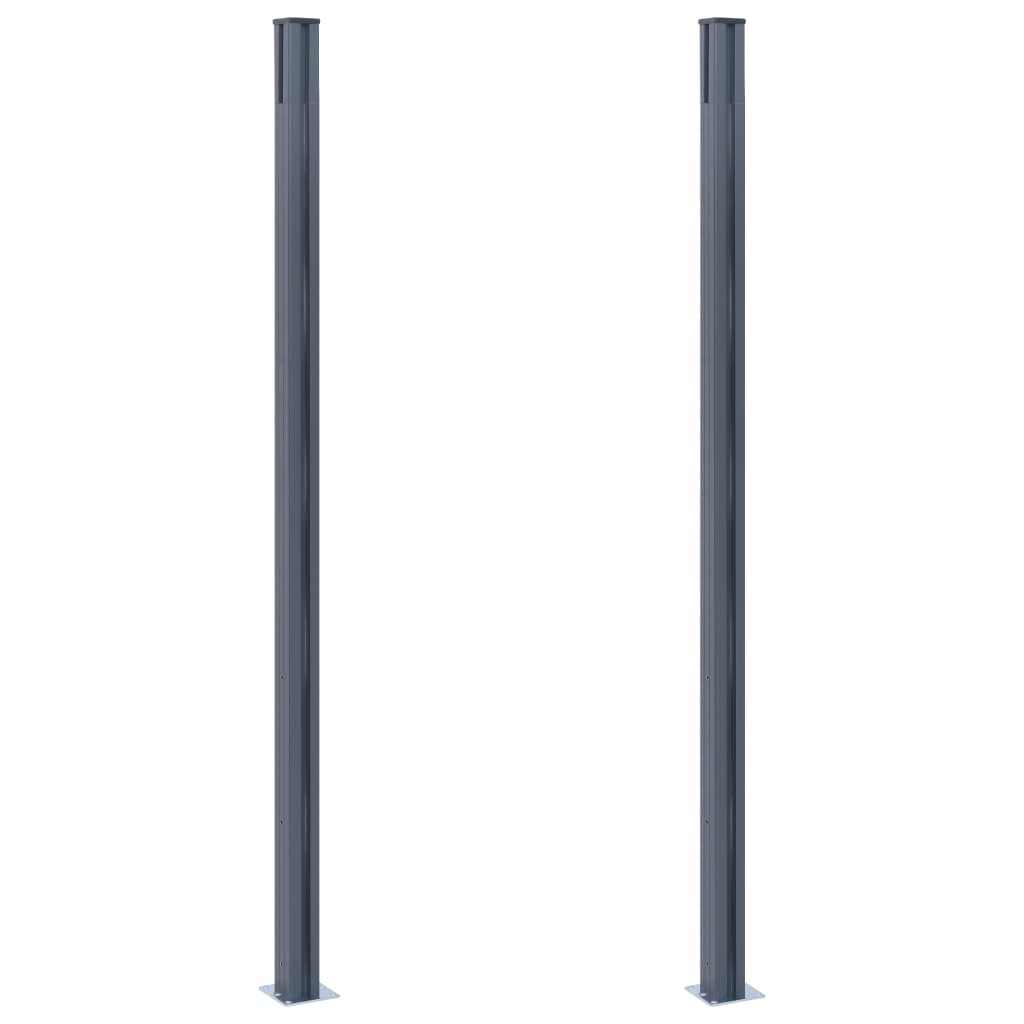 vidaXL Zaunpfosten 2 Stk. Dunkelgrau 185 cm Aluminium - Image 3