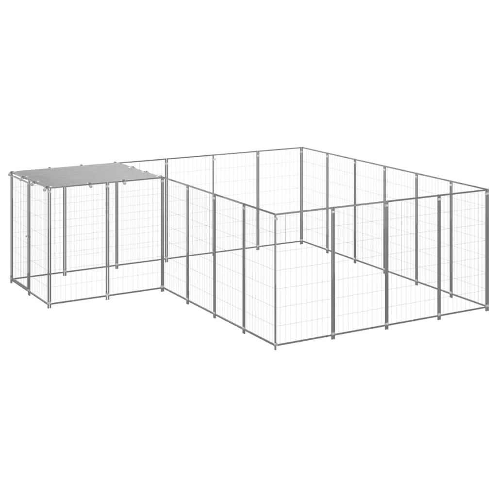 vidaXL Hundezwinger Silbern 8,47 m² Stahl