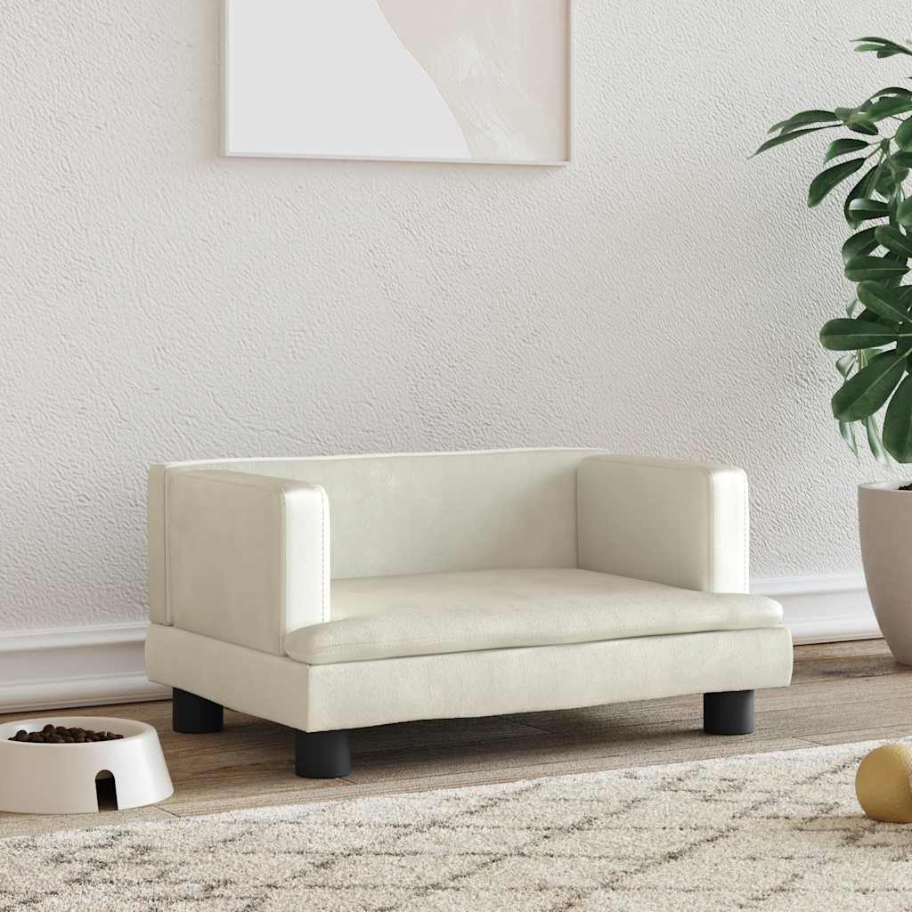 vidaXL Hundebett Creme 60x40x30 cm Samt