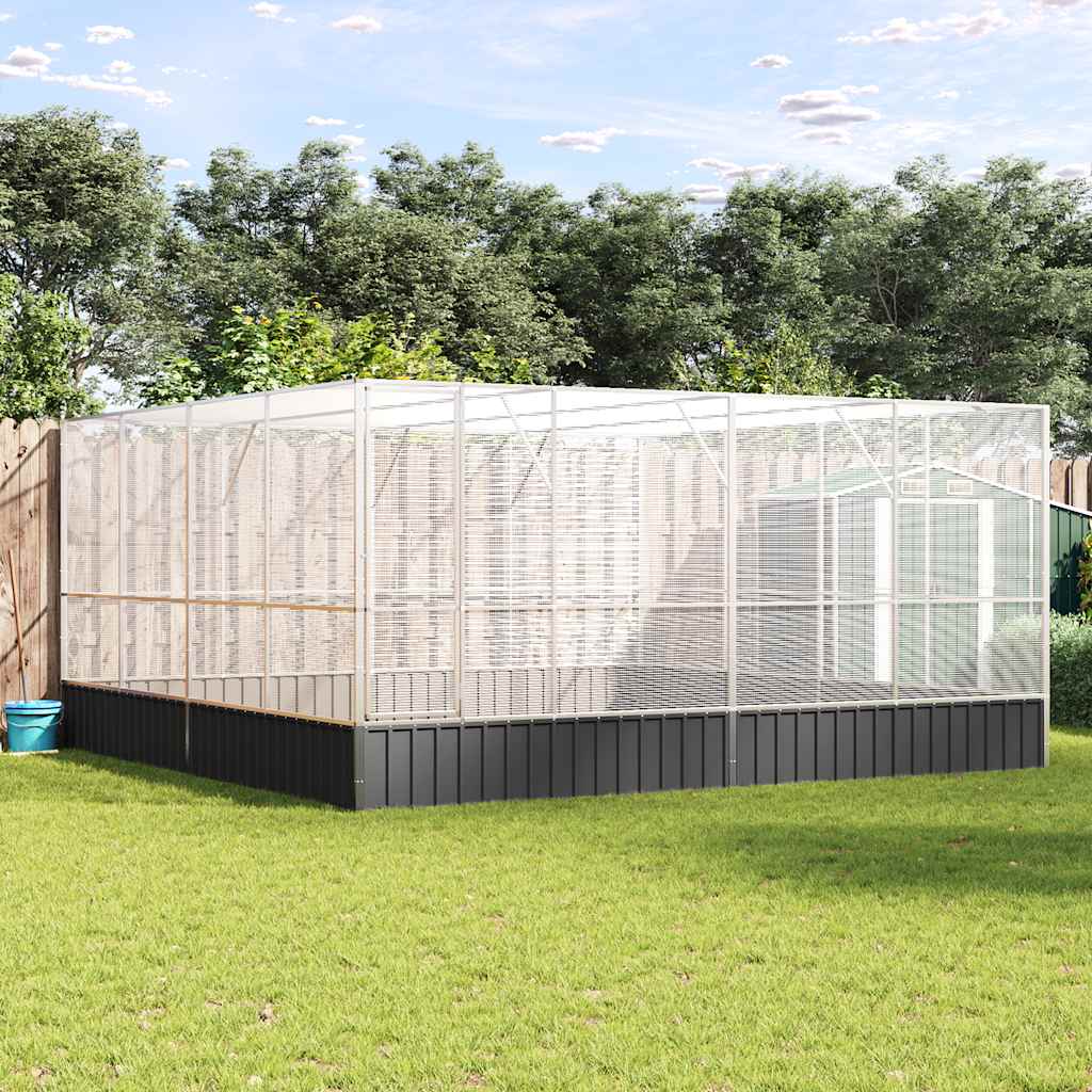 vidaXL Voliere Silbern 418x414x212 cm Stahl - Image 3