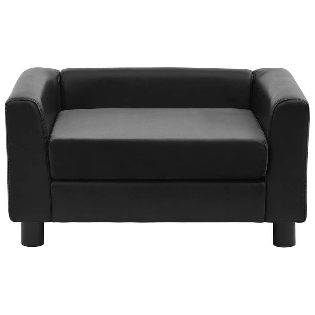 vidaXL Hundesofa Schwarz 60x43x30 cm Plüsch und Kunstleder - Image 3