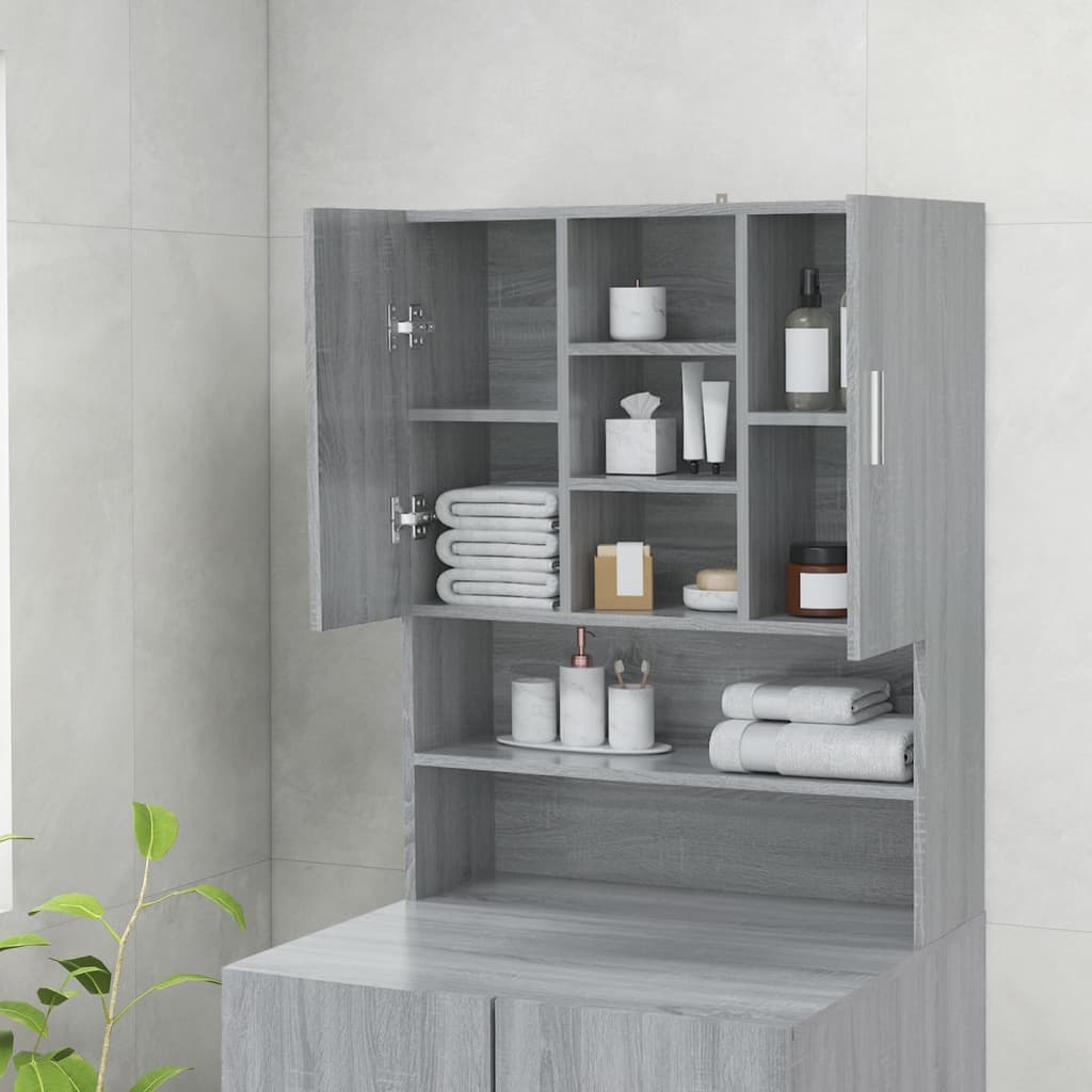 vidaXL Waschmaschinenschrank Grau Sonoma 70,5x25,5x90 cm - Image 3