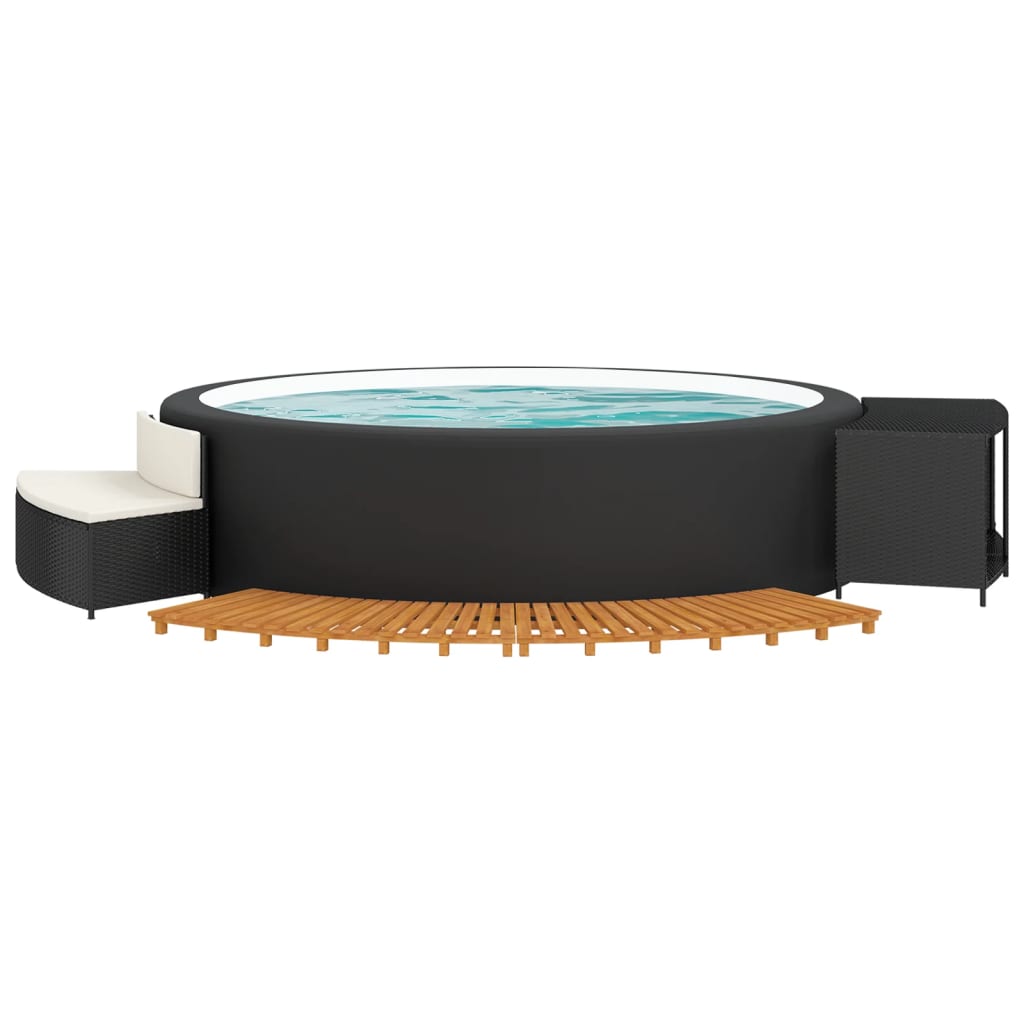 vidaXL Whirlpool-Umrandung Schwarz Poly-Rattan und Massivholz Akazie - Image 3