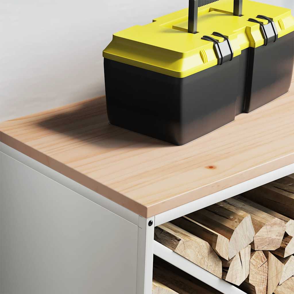 vidaXL Brennholzregal mit Holzplatte Weiß 100,5x35,5x40 cm - Image 4