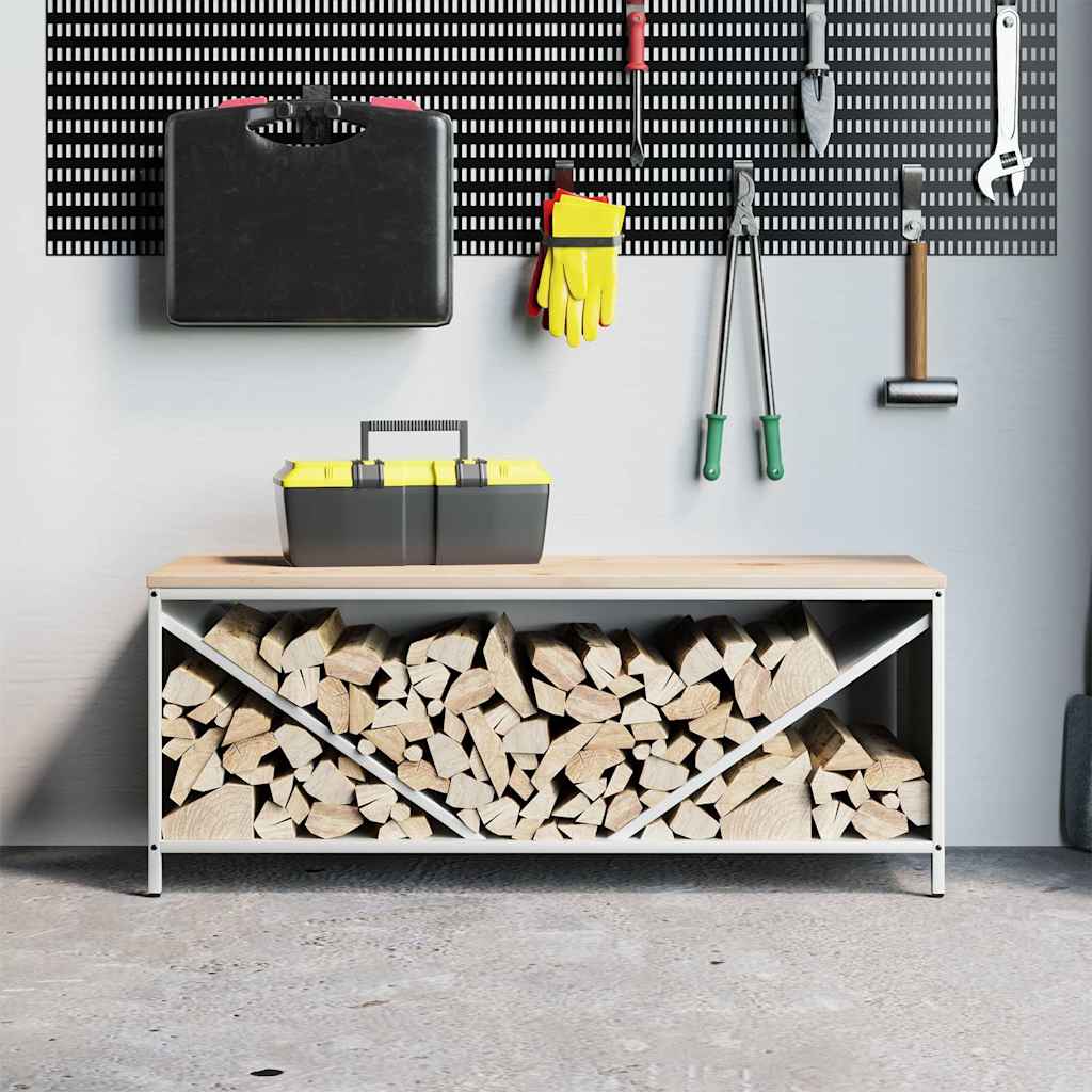 vidaXL Brennholzregal mit Holzplatte Weiß 100,5x35,5x40 cm - Image 3