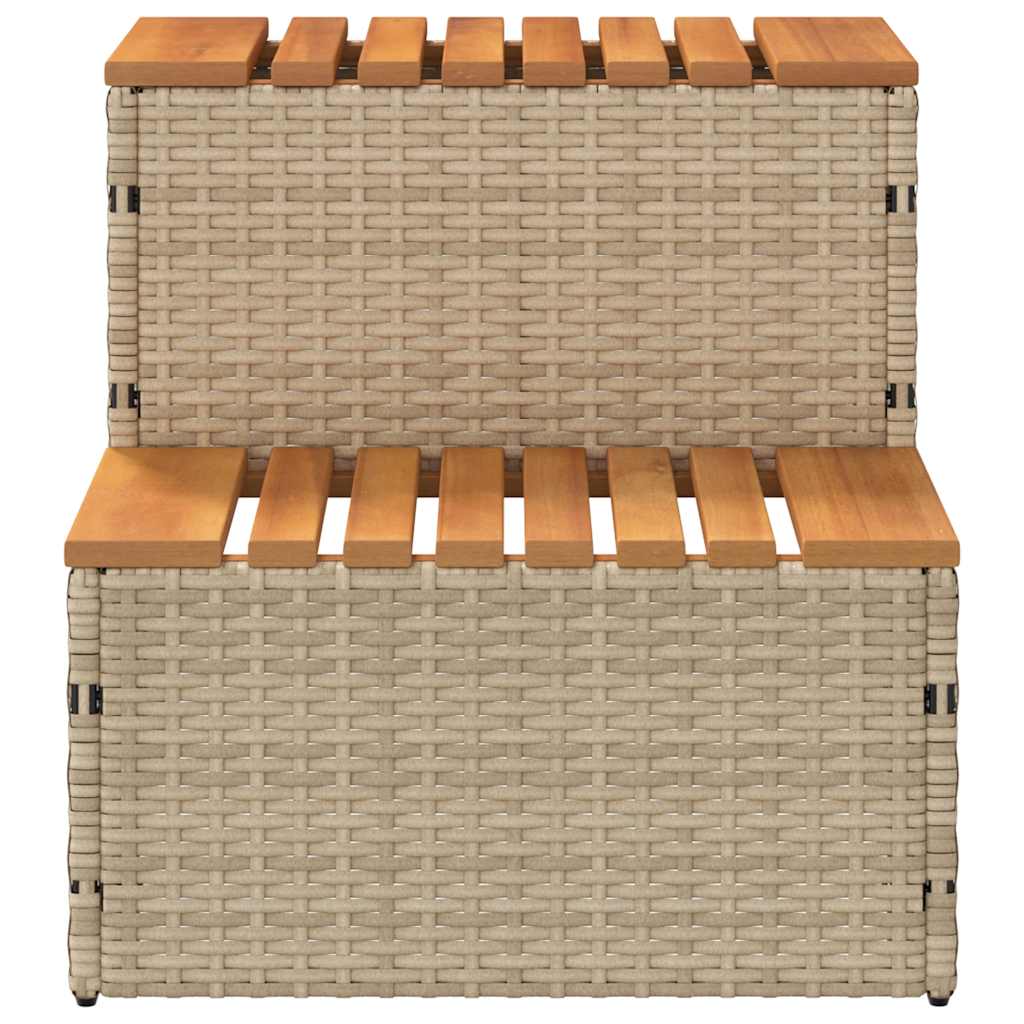 vidaXL Whirlpooltreppe Beige 50x50x50,5 cm Poly Rattan Akazie Massiv - Image 4