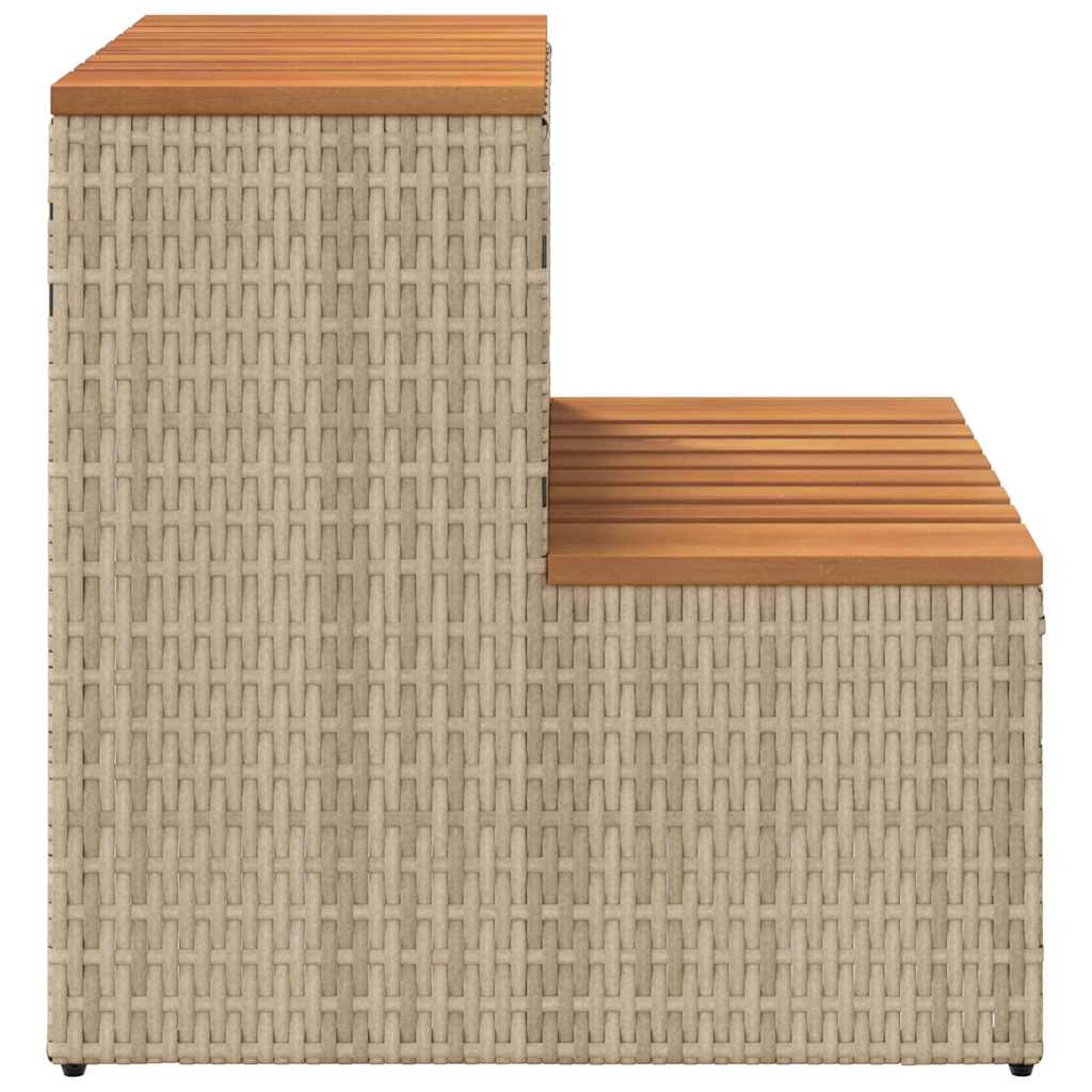 vidaXL Whirlpooltreppe Beige 50x50x50,5 cm Poly Rattan Akazie Massiv - Image 5