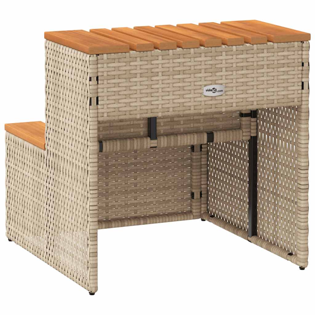 vidaXL Whirlpooltreppe Beige 50x50x50,5 cm Poly Rattan Akazie Massiv - Image 6