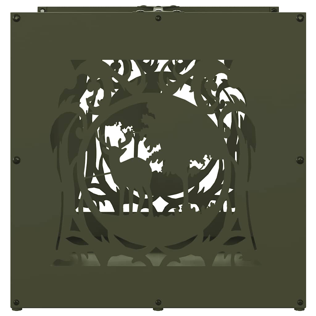 vidaXL Brennholzregal Olivgrün 40x40x40 cm Kaltgewalzter Stahl - Image 6