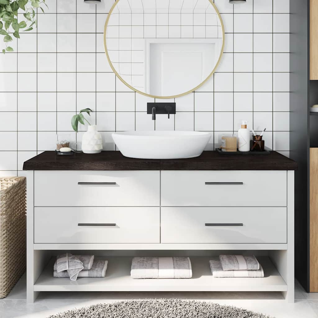 vidaXL Waschtischplatte Dunkelbraun 160x50x(2-6)cm Massivholz