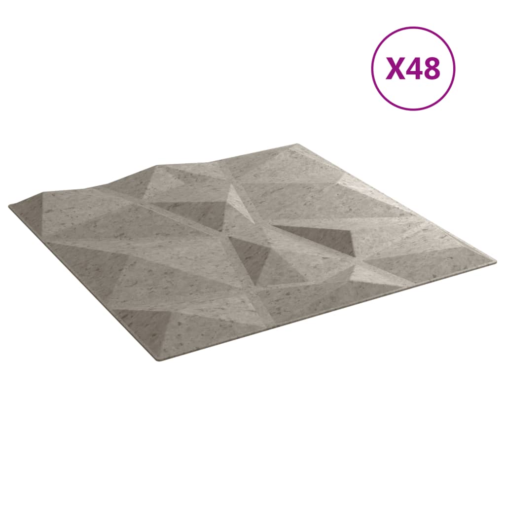 vidaXL Wandpaneele 48 Stk. Betongrau 50x50 cm XPS 12 m² Diamant - Image 3