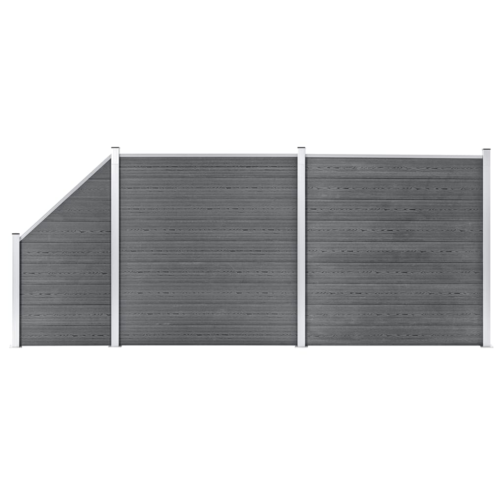 vidaXL WPC Zaun-Set 2 Quadrate + 1 Schräge 446x186 cm Grau