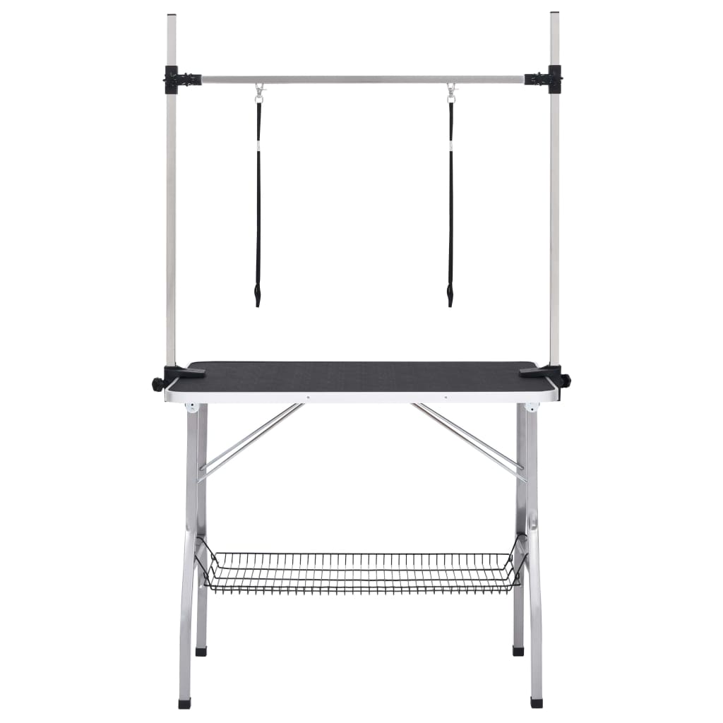 vidaXL Verstellbarer Trimmtisch für Hunde mit 2 Schlaufen und Korb - Image 3