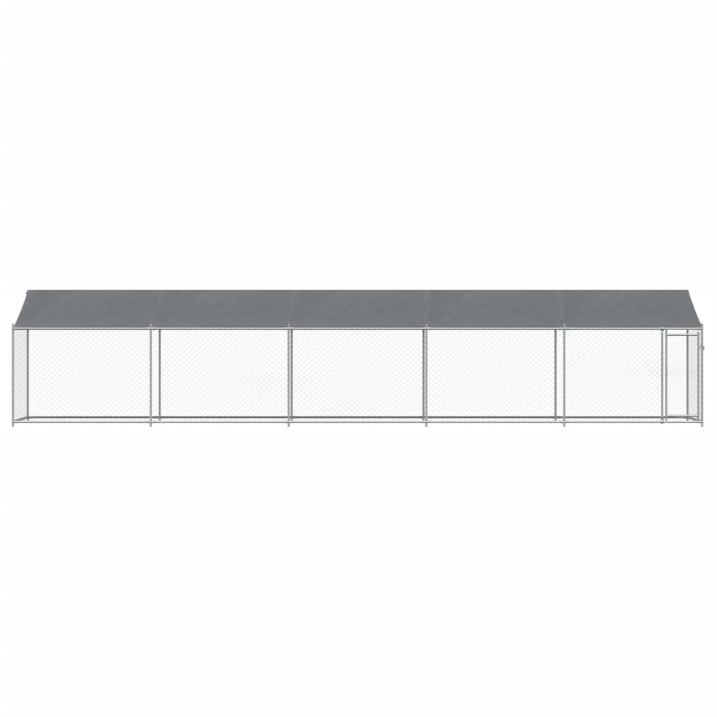 vidaXL Hundezwinger mit Dach und Tür Grau 10x2x2 m Verzinkter Stahl - Image 4