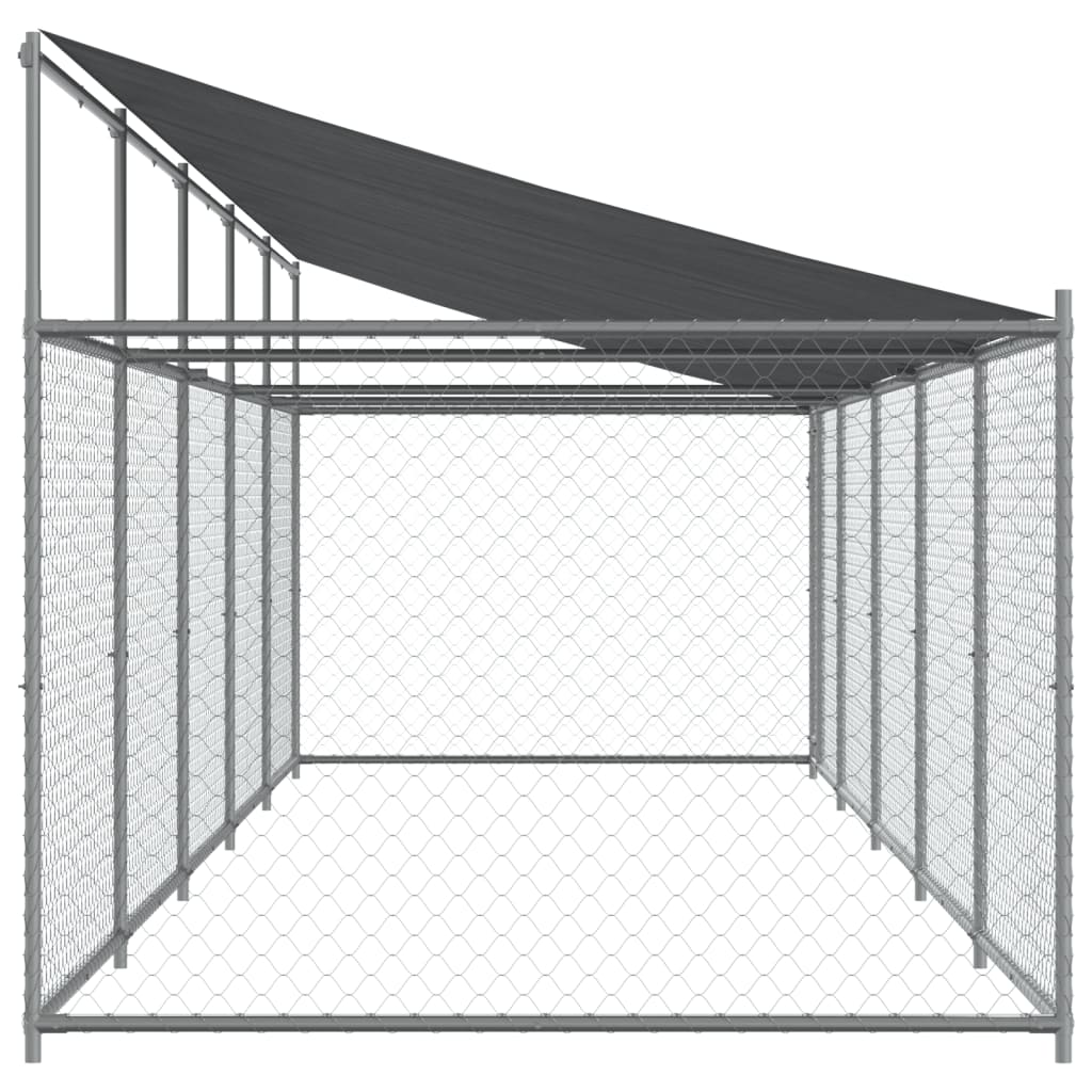 vidaXL Hundezwinger mit Dach und Tür Grau 10x2x2 m Verzinkter Stahl - Image 5