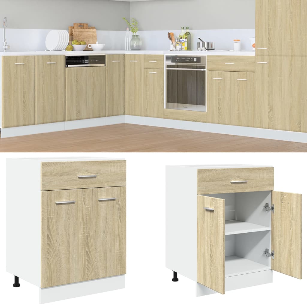 vidaXL Schubunterschrank Lyon Sonoma-Eiche 60x46x81,5 cm Holzwerkstoff