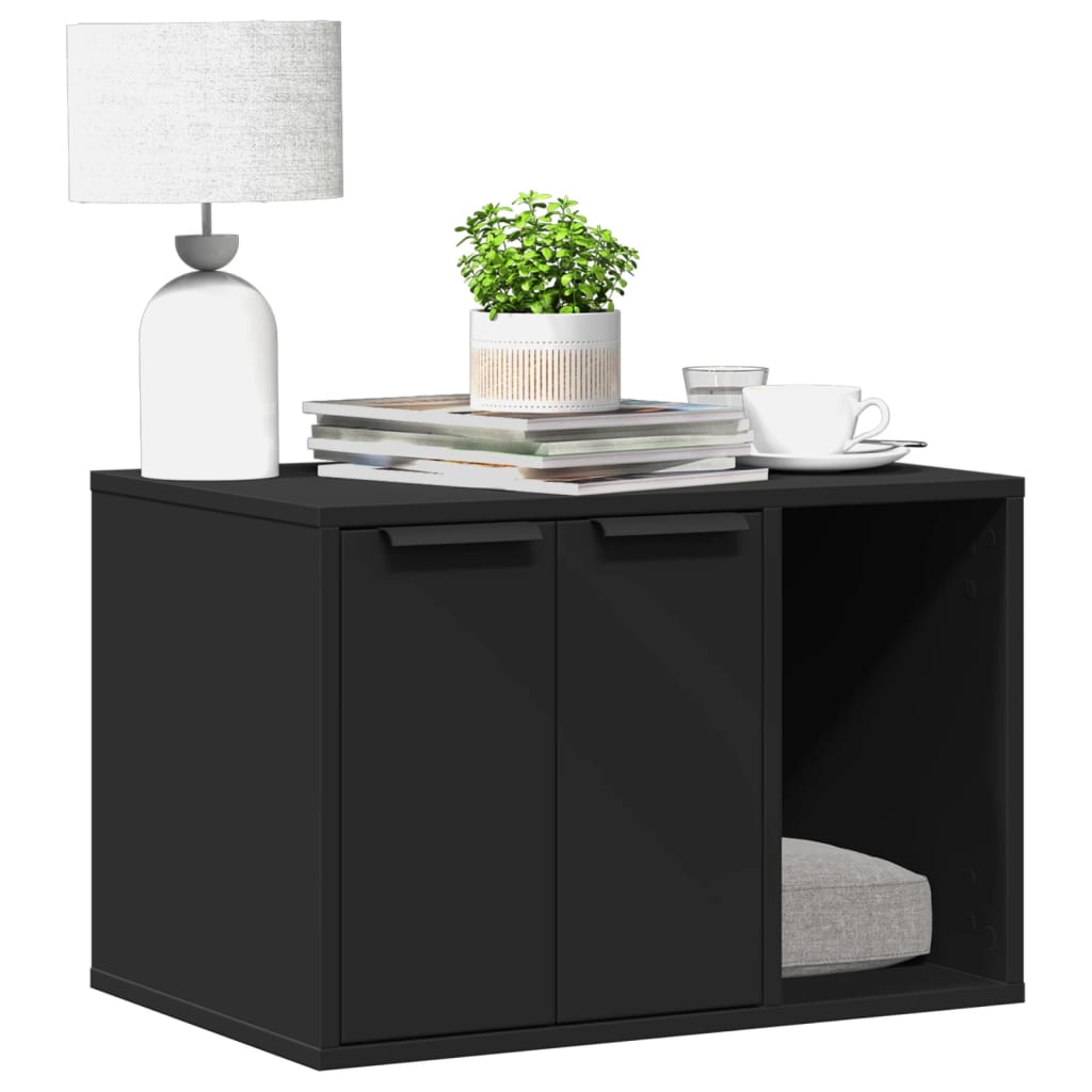 vidaXL Katzenklo Schwarz 60x40x40 cm Holzwerkstoff