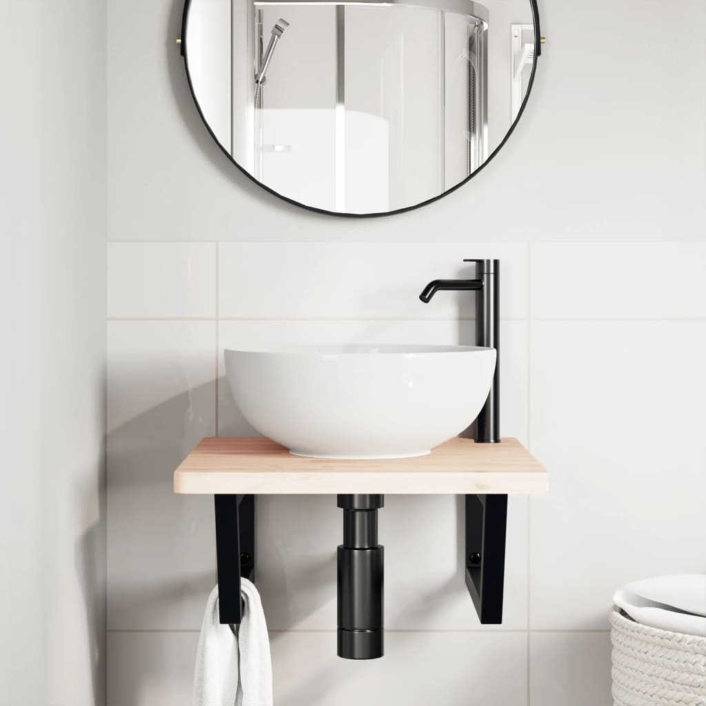 vidaXL Waschtisch-Halterungen 2 Stk. Schwarz Trapezförmig Stahl - Image 3