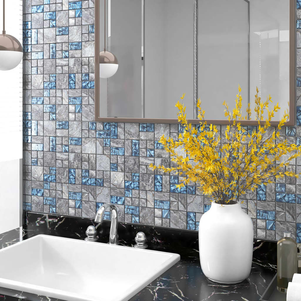 vidaXL Mosaikfliesen 22 Stk. Grau Blau 30x30 cm Glas