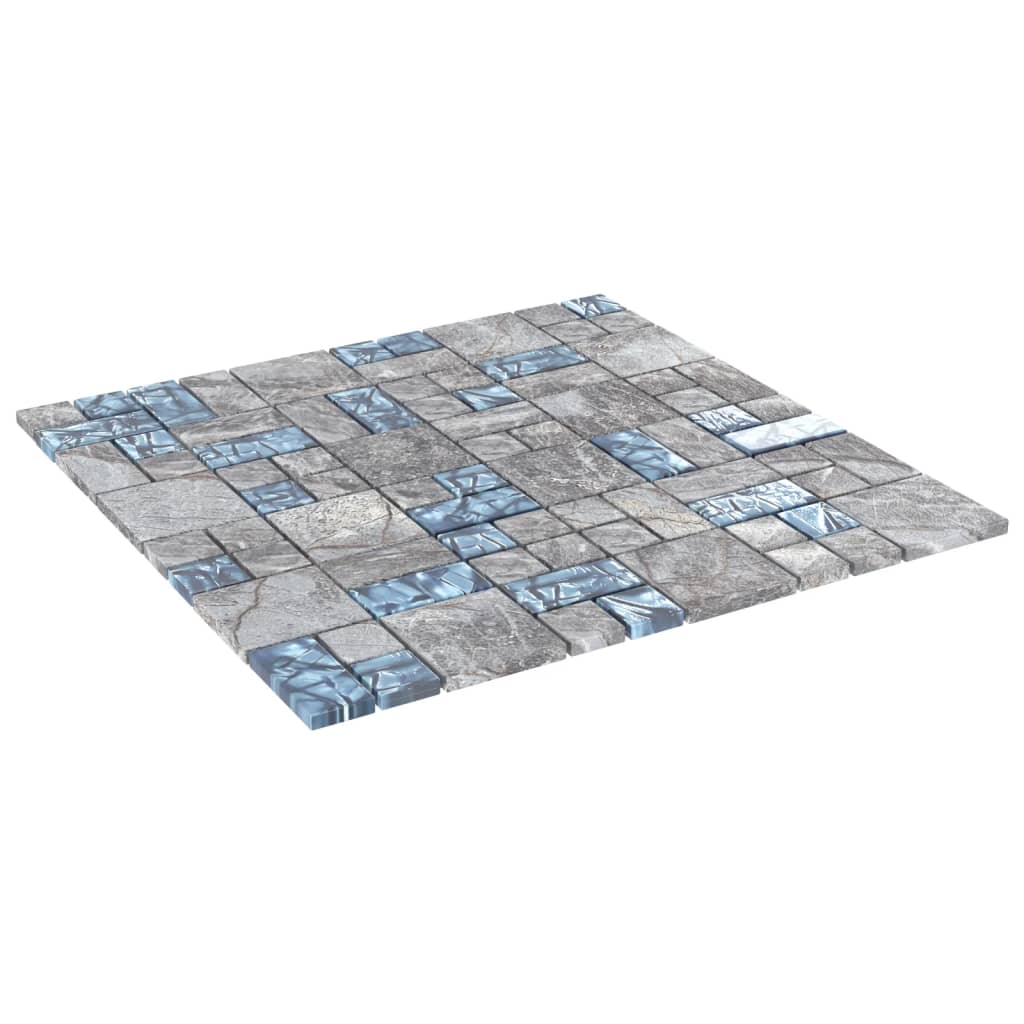 vidaXL Mosaikfliesen 22 Stk. Grau Blau 30x30 cm Glas - Image 3
