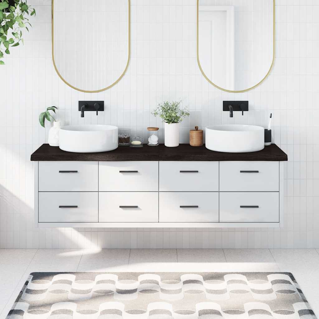 vidaXL Waschtischplatte Dunkelbraun 180x50x(2-6)cm Massivholz