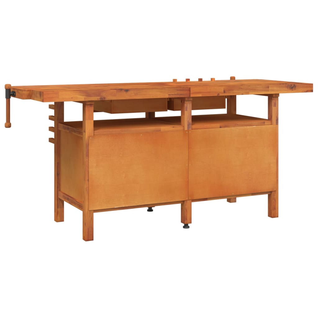 vidaXL Werkbank mit Schubladen Schraubstöcken 192x62x83 cm Akazienholz - Image 6