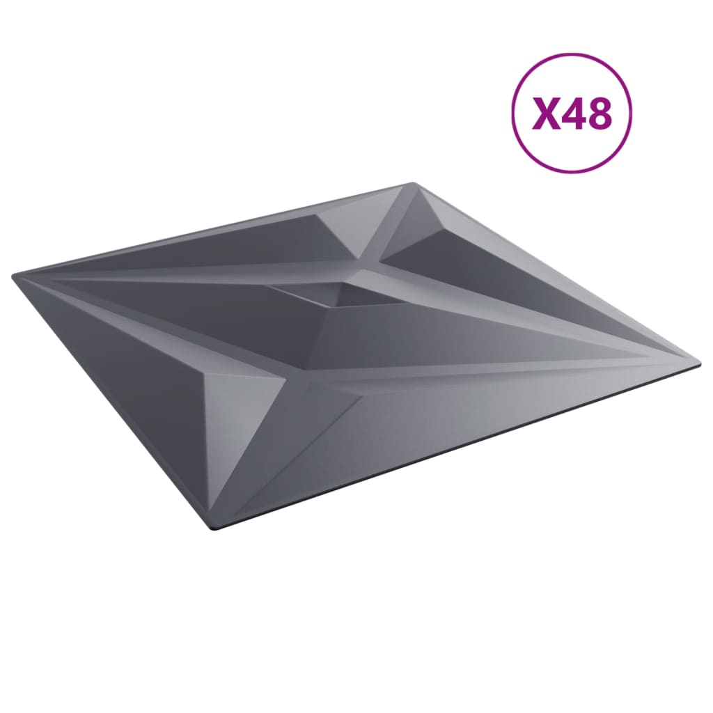 vidaXL Wandpaneele 48 Stk. Grau 50x50 cm XPS 12 m² Stern - Image 4