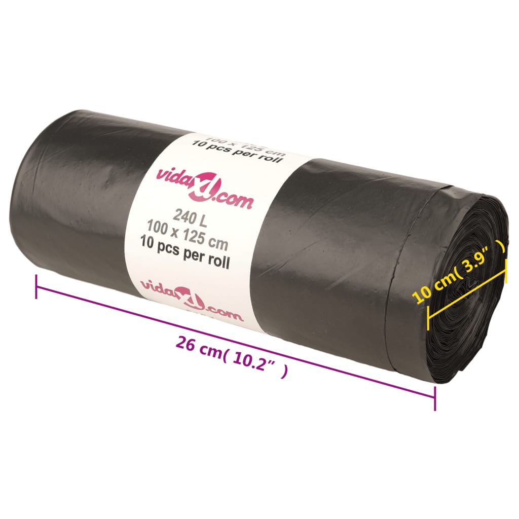 vidaXL Müllsäcke 150 Stk. Schwarz 240 L - Image 6