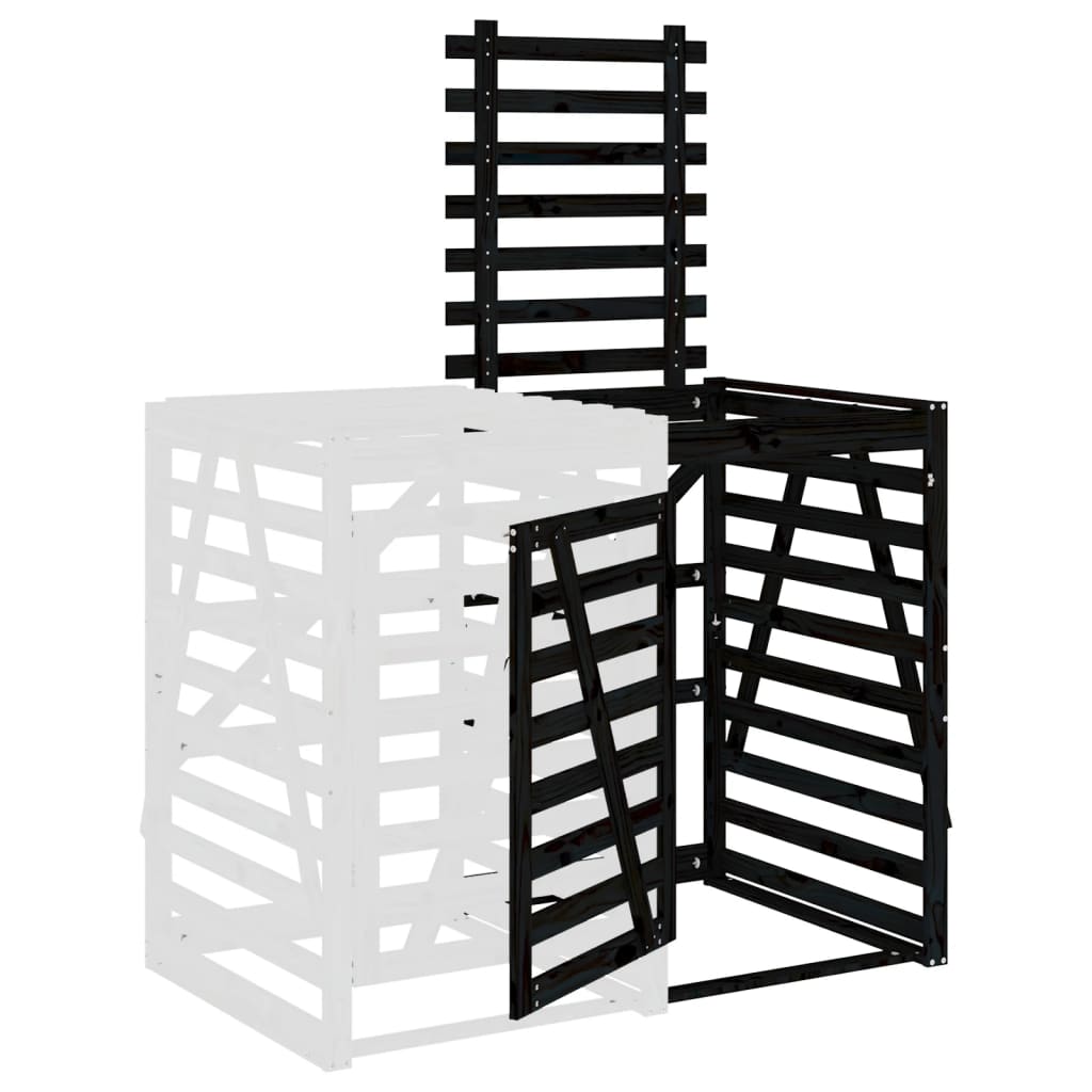 vidaXL Erweiterung für Mülltonnenbox Schwarz Massivholz Kiefer - Image 5