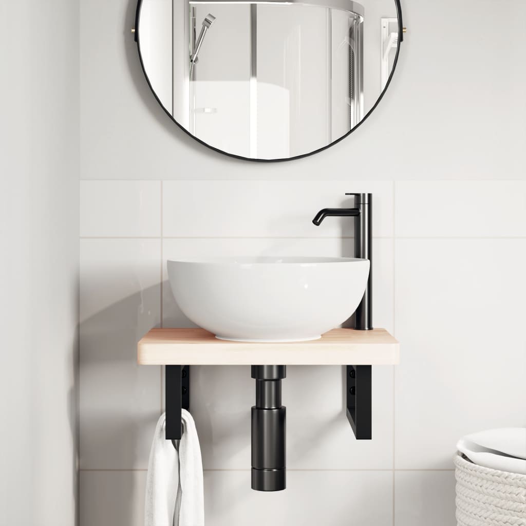 vidaXL Waschtisch-Halterungen 2 Stk. Schwarz Rechteckig Stahl - Image 3