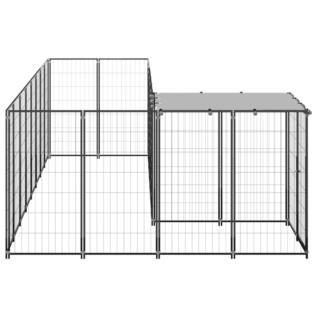 vidaXL Hundezwinger Schwarz 6,05 m² Stahl - Image 3