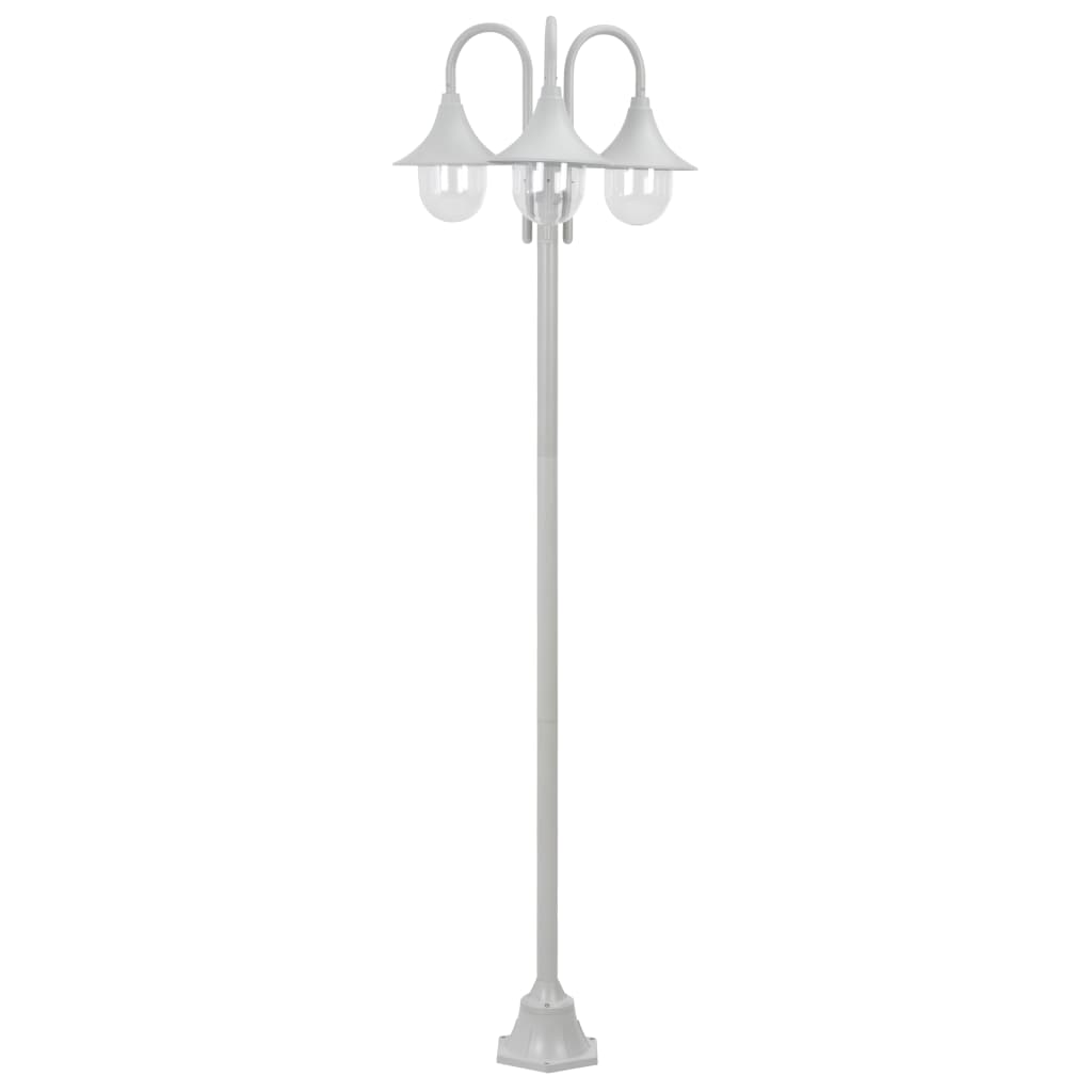 vidaXL Garten-Pollerleuchte E27 220 cm Aluminium 3-Laterne Weiß