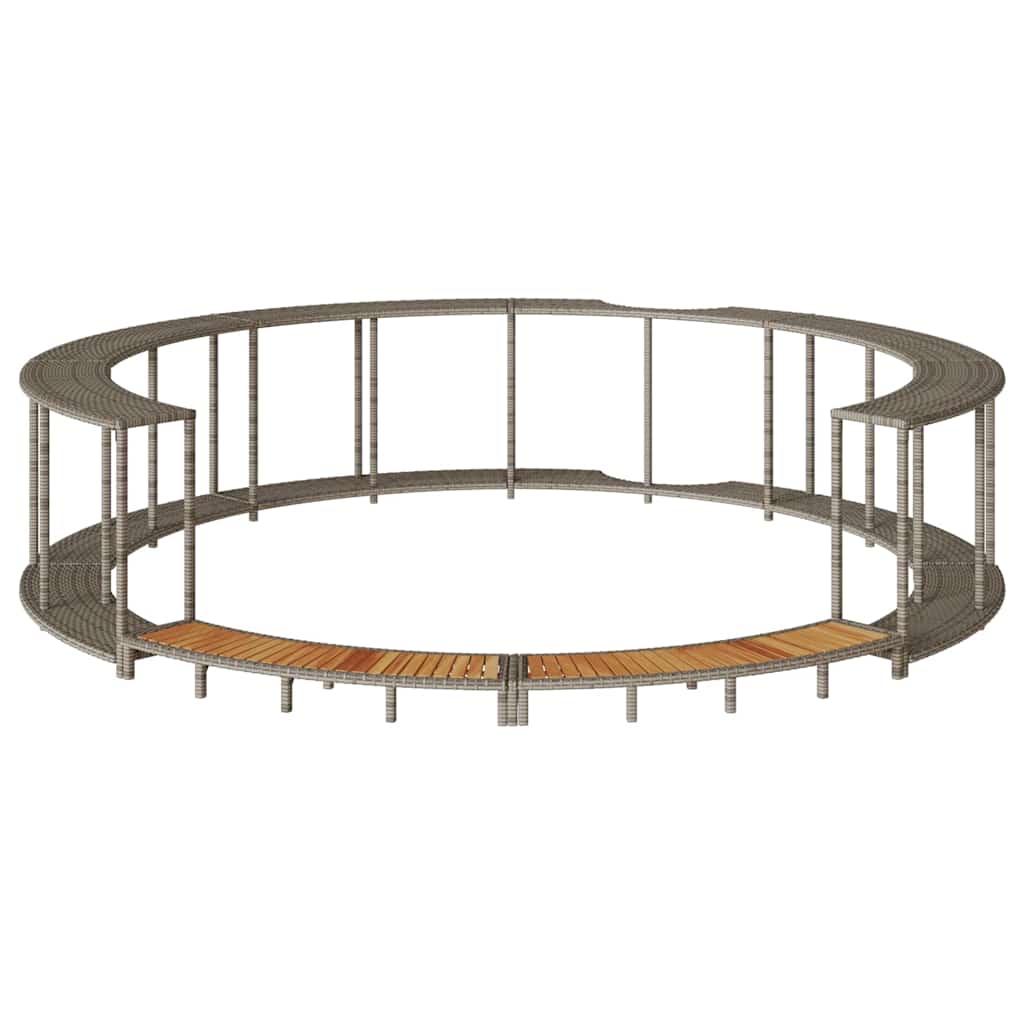 vidaXL Whirlpool-Umrandung mit Stauraum Holztreppe Grau Poly Rattan - Image 5