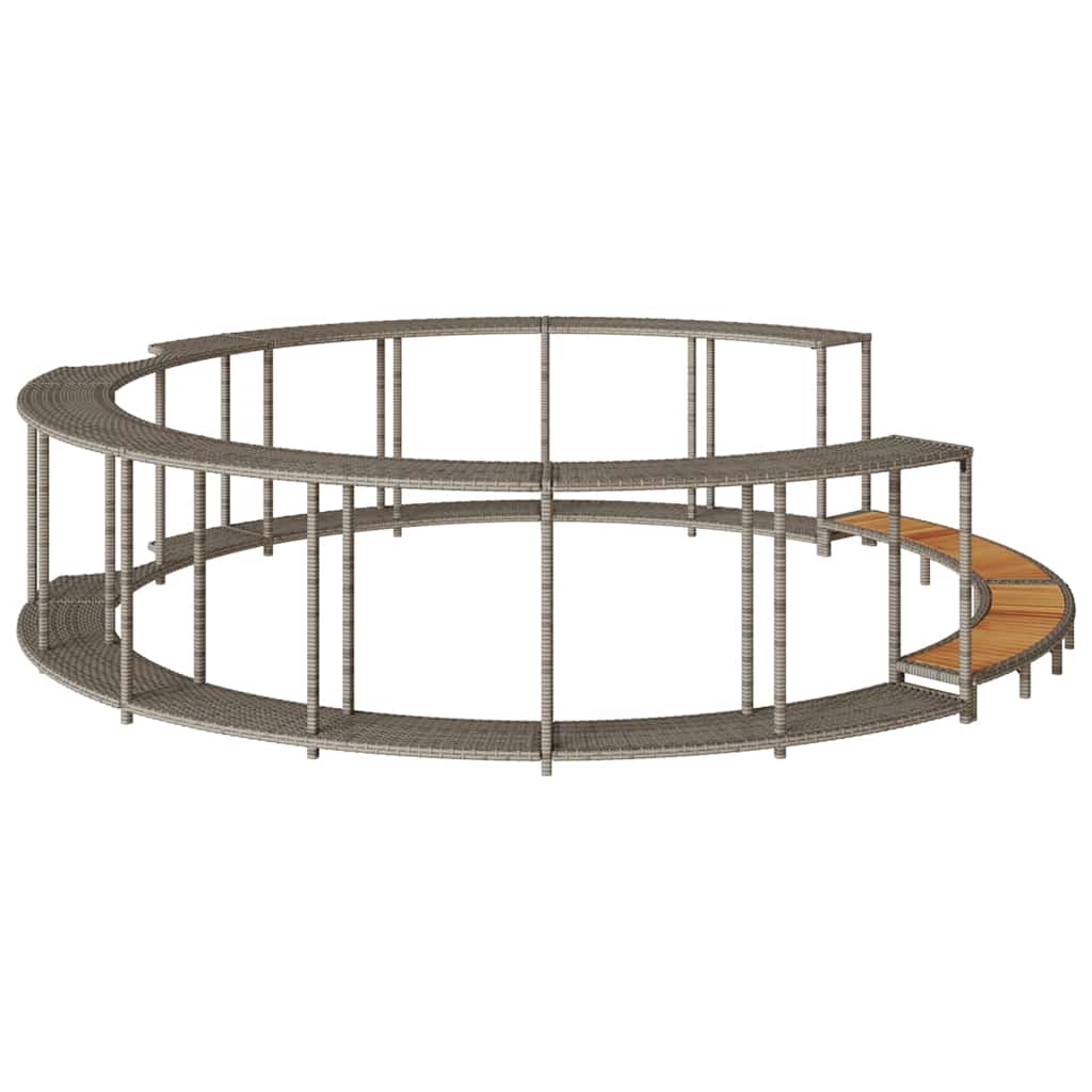 vidaXL Whirlpool-Umrandung mit Stauraum Holztreppe Grau Poly Rattan - Image 6