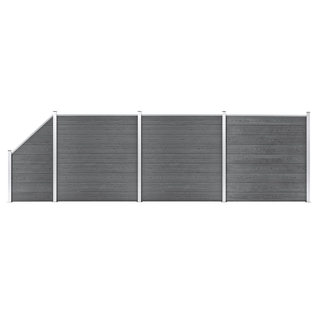 vidaXL WPC Zaun-Set 3 Quadrate + 1 Schräge 619x186 cm Grau