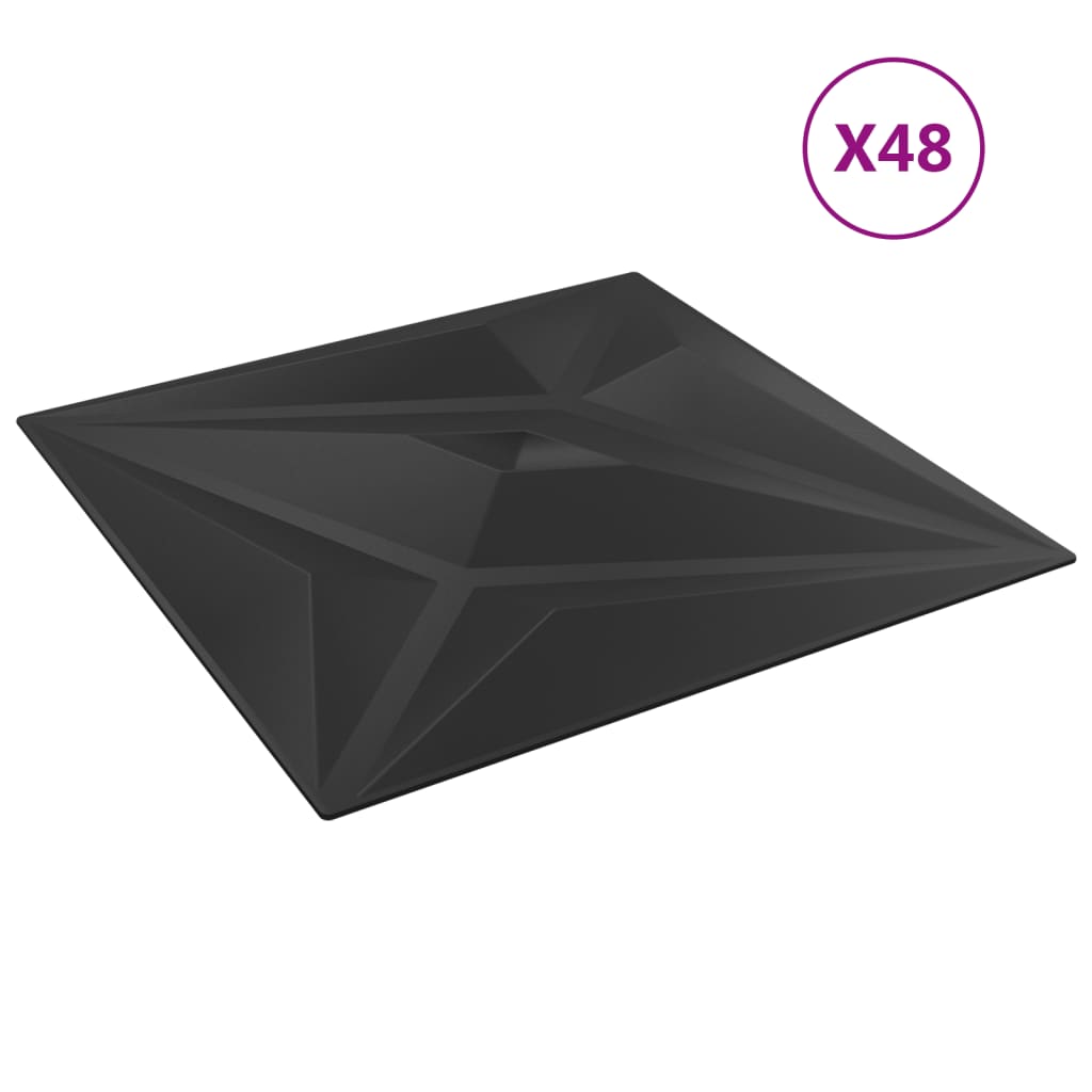 vidaXL Wandpaneele 48 Stk. Schwarz 50x50 cm XPS 12 m² Stern - Image 3