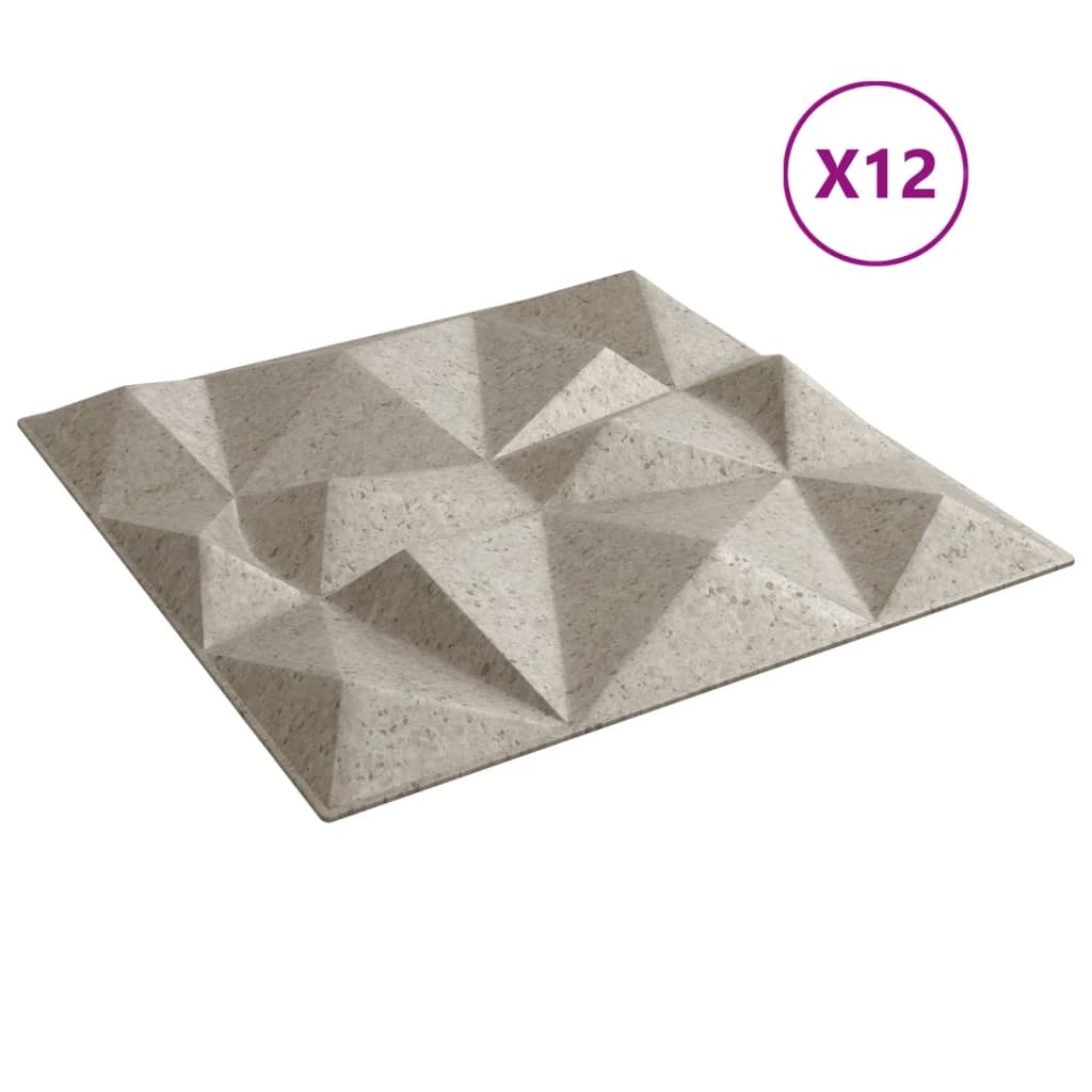 vidaXL Wandpaneele 12 Stk. Beton 50x50 cm XPS 3 m² Diamant - Image 4