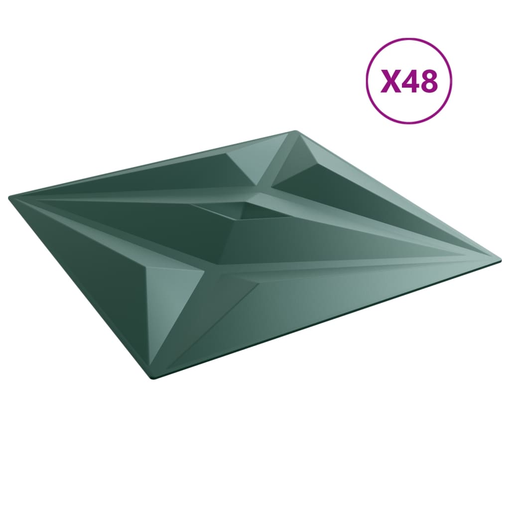 vidaXL Wandpaneele 48 Stk. Grün 50x50 cm XPS 12 m² Stern - Image 4