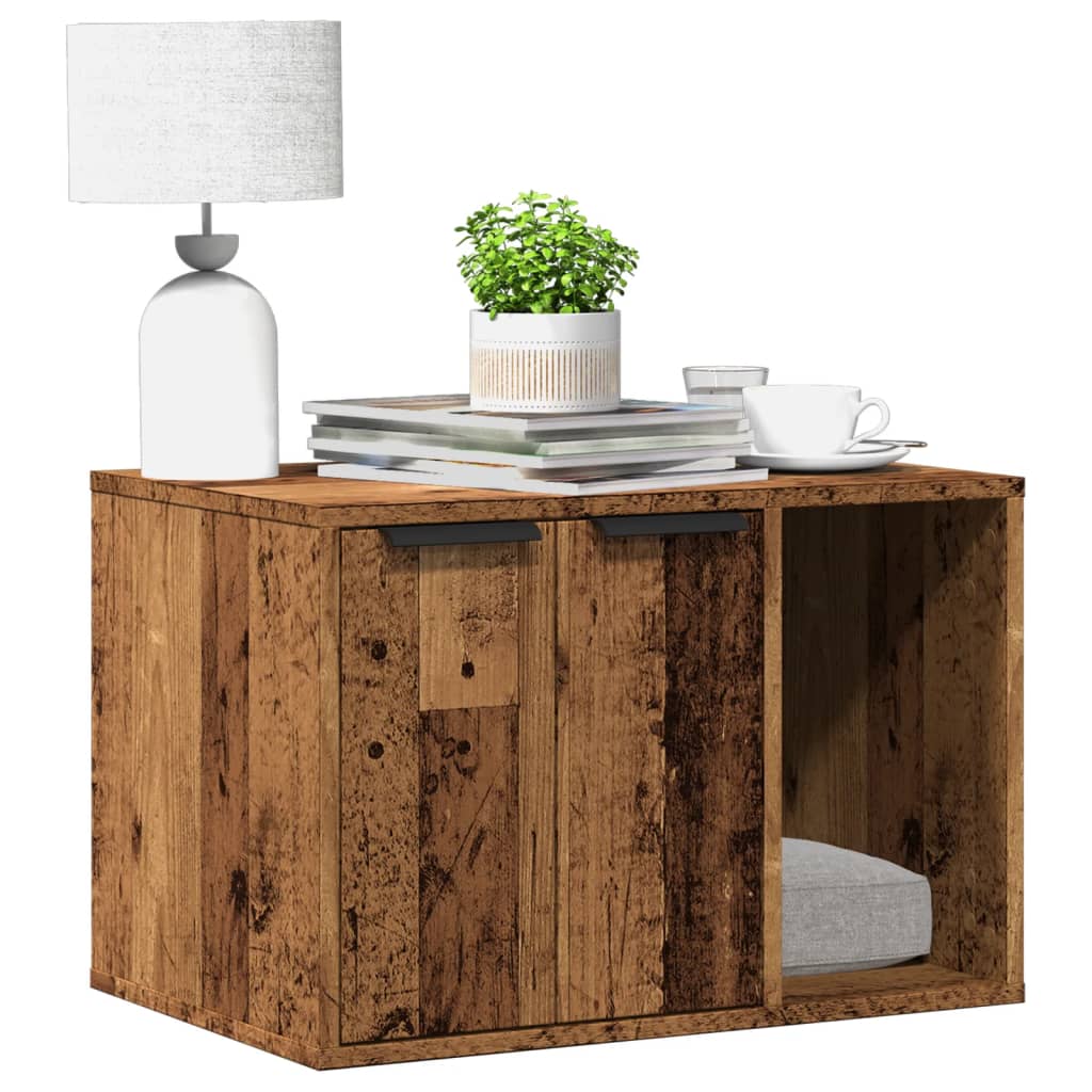 vidaXL Katzenklo Altholz-Optik 60x40x40 cm Holzwerkstoff