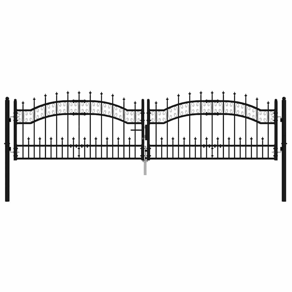 vidaXL Zauntor mit Speerspitze Schwarz 305 x 75 cm Pulverbeschichteter Stahl - Image 3