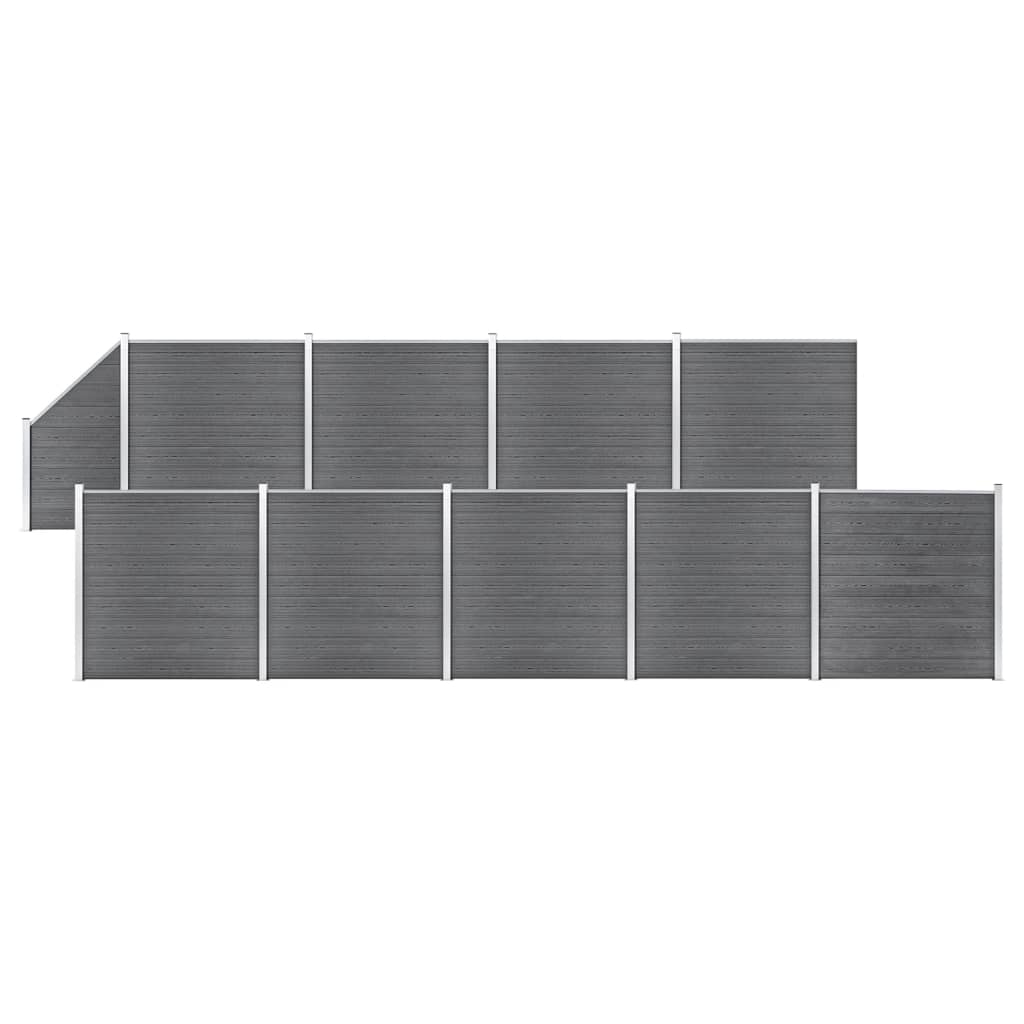 vidaXL WPC Zaun-Set 9 Quadrate + 1 Schräge 1657x186 cm Grau