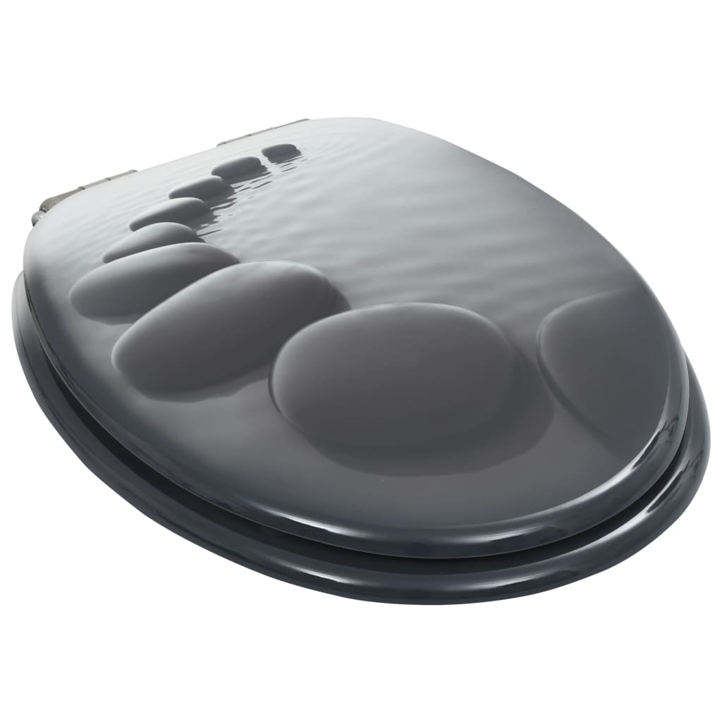 vidaXL Toilettensitze 2 Stk. mit Soft-Close-Deckel MDF Stein-Design - Image 4