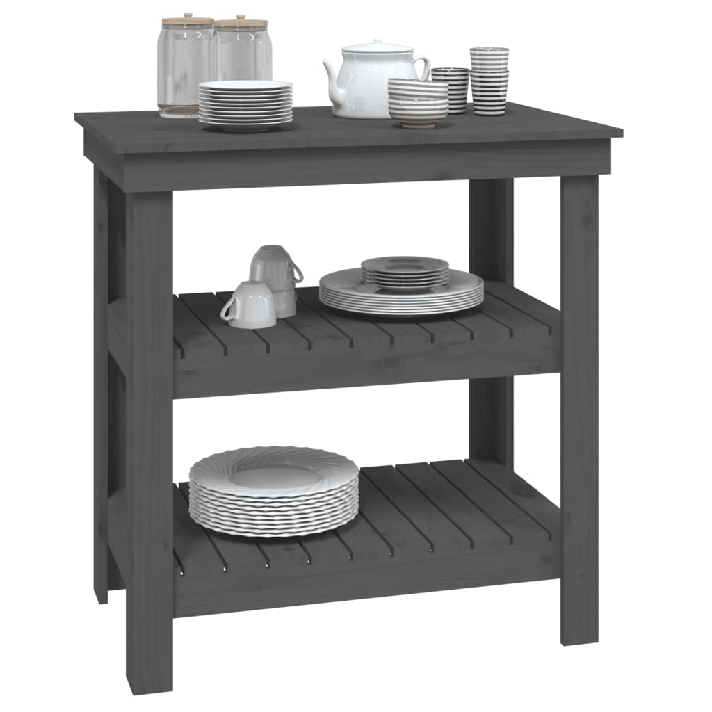 vidaXL Werkbank Grau 78,5x50x80 cm Massivholz Kiefer - Image 4