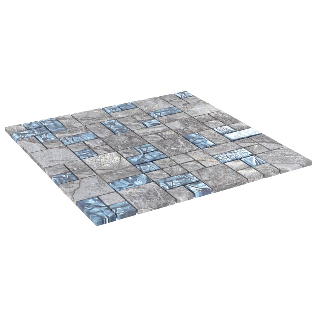 vidaXL Mosaikfliesen 11 Stk. Grau Blau 30x30 cm Glas - Image 3