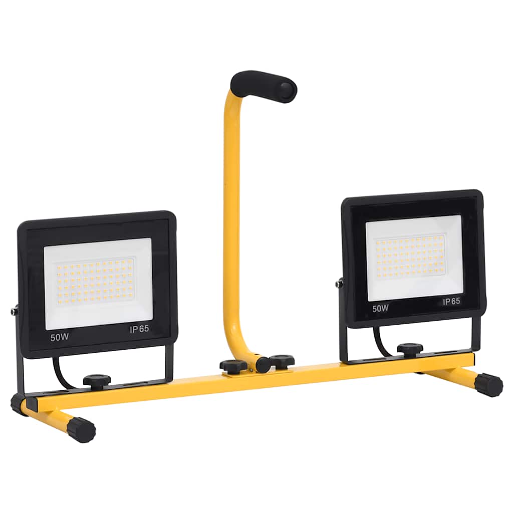 vidaXL LED-Fluter mit Handgriff 2x50 W Warmweiß - Image 4