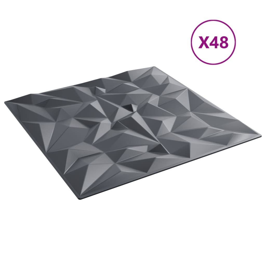 vidaXL Wandpaneele 48 Stk. Grau 50x50 cm XPS 12 m² Amethyst - Image 4