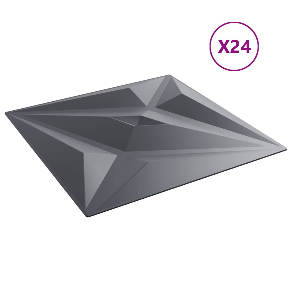vidaXL Wandpaneele 24 Stk. Grau 50x50 cm XPS 6 m² Stern - Image 4