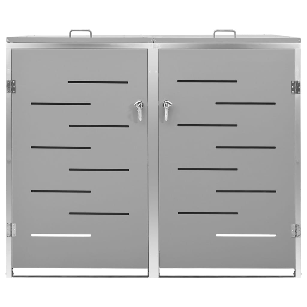 vidaXL Mülltonnenbox für 2 Tonnen 138x77,5x115,5 cm Edelstahl - Image 3