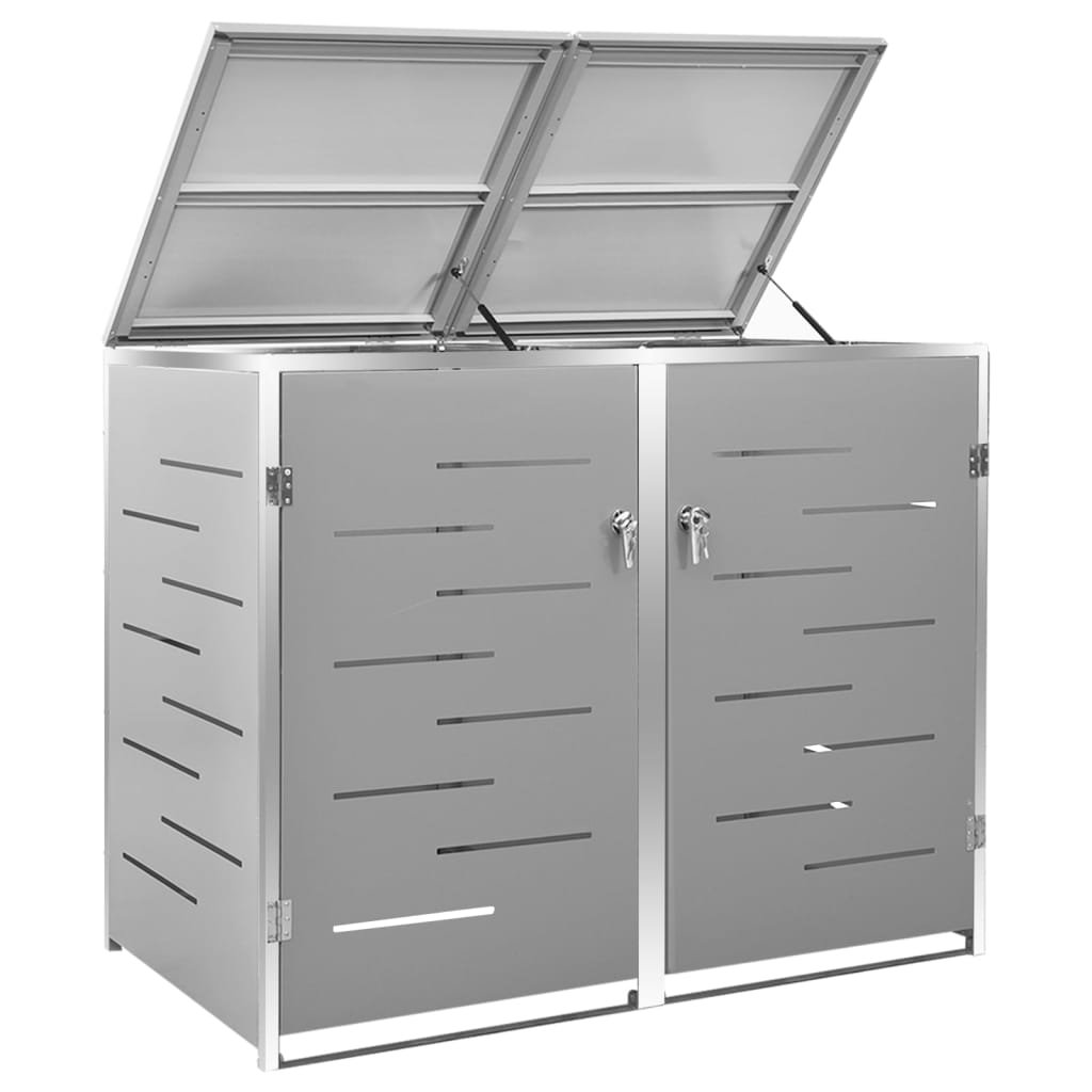 vidaXL Mülltonnenbox für 2 Tonnen 138x77,5x115,5 cm Edelstahl - Image 6